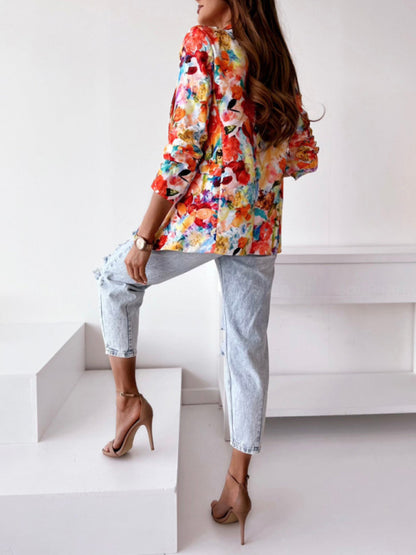 Fashion Print Spring Coat Casual Small Suit for Women