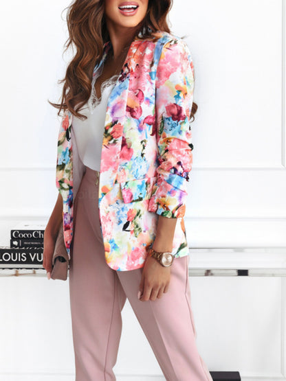 Fashion Print Spring Coat Casual Small Suit for Women