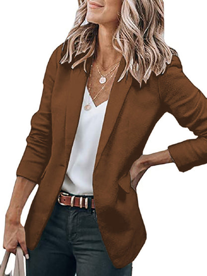 Women's Temperament Long-sleeved Jacket Solid Color Suit