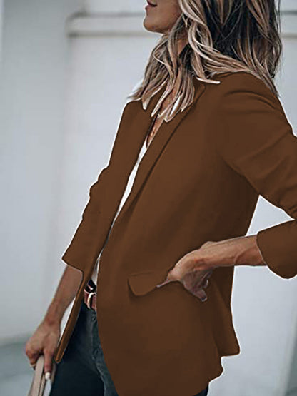 Women's Temperament Long-sleeved Jacket Solid Color Suit