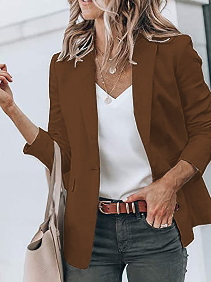 Women's Temperament Long-sleeved Jacket Solid Color Suit