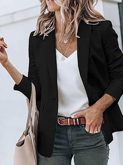 Women's Temperament Long-sleeved Jacket Solid Color Suit
