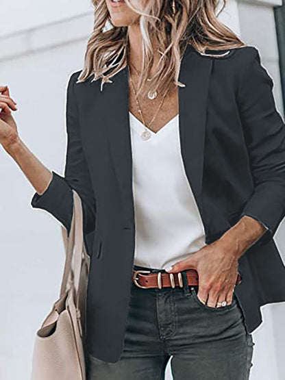 Women's Temperament Long-sleeved Jacket Solid Color Suit