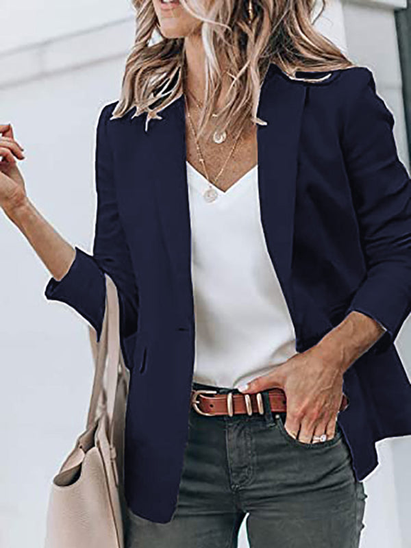 Women's Temperament Long-sleeved Jacket Solid Color Suit