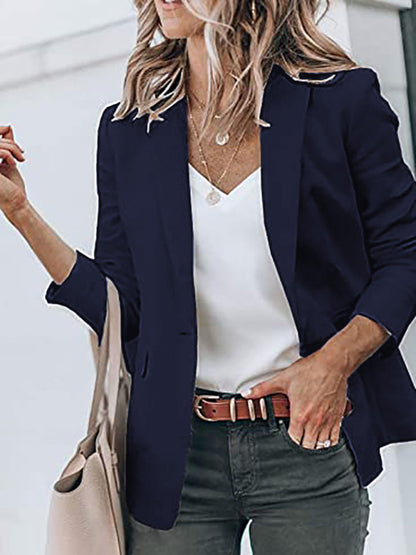 Women's Temperament Long-sleeved Jacket Solid Color Suit