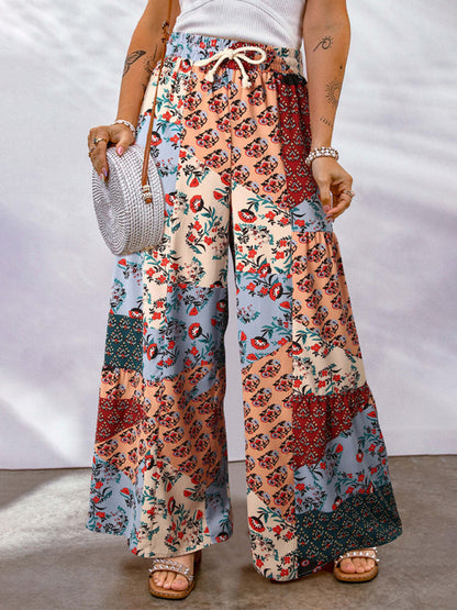 New Loose Floral Colorblock Casual Pants for Spring Style