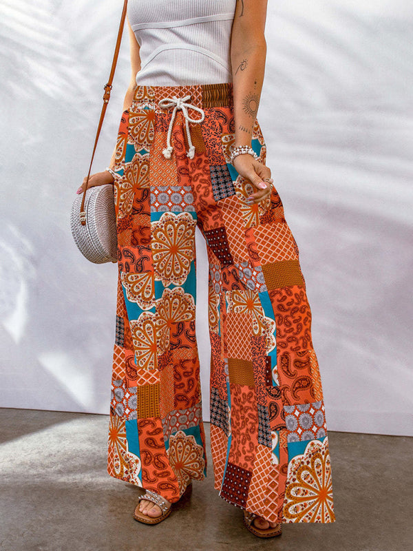 New Loose Floral Colorblock Casual Pants for Spring Style