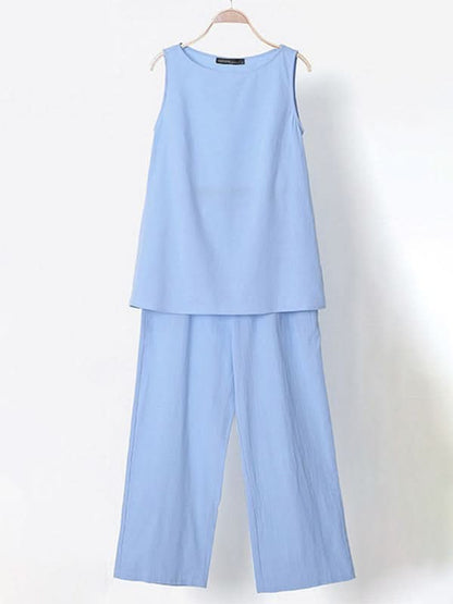 Chic cotton-linen women's top & pants set