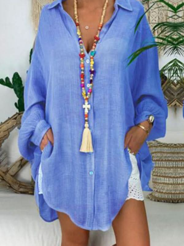 Plus Size Cotton Linen Shirt