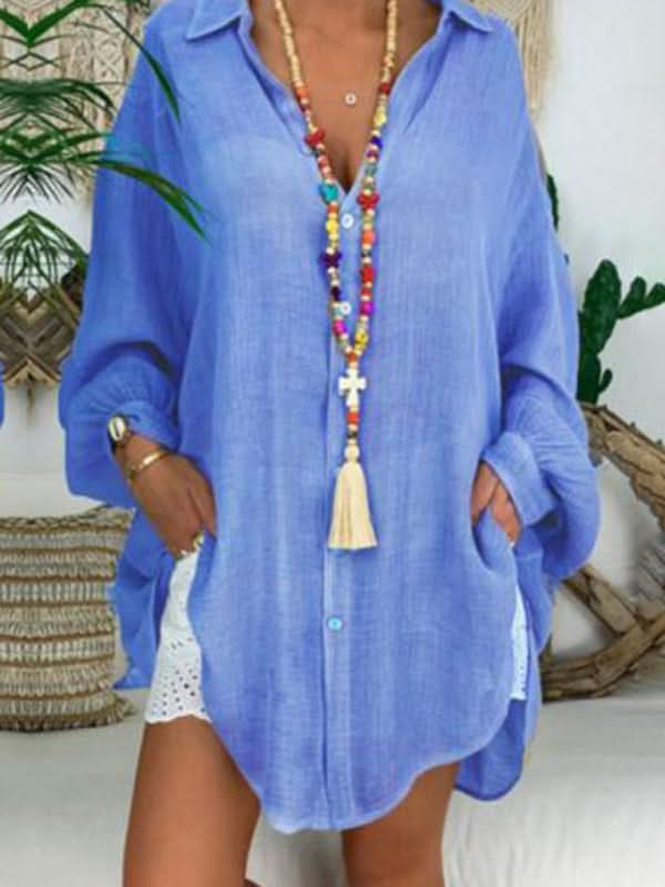 Plus Size Cotton Linen Shirt