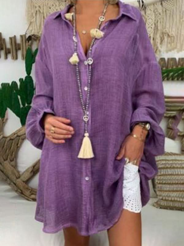 Plus Size Cotton Linen Shirt