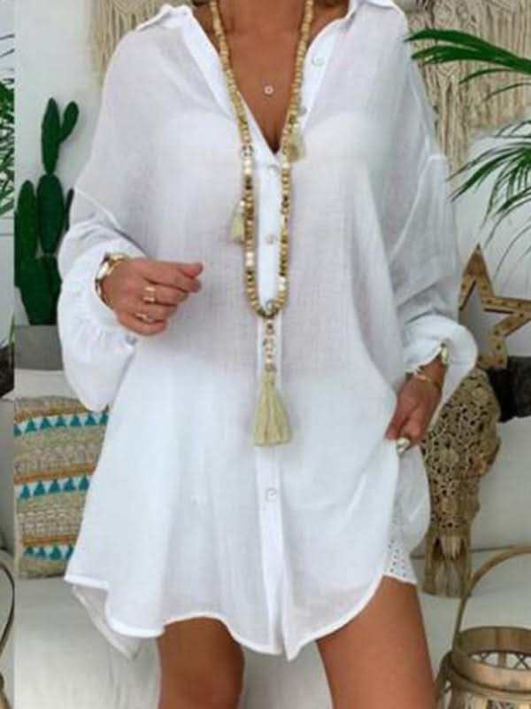 Plus Size Cotton Linen Shirt