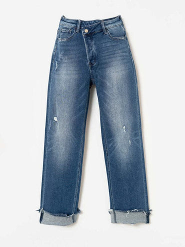 Womens high-waist denim drawstring pants