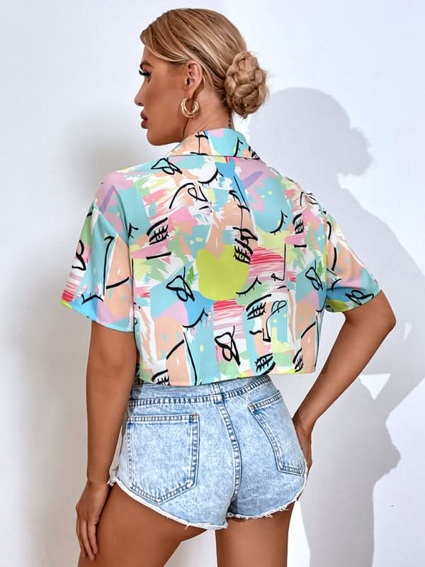 Women's Cropped Graffiti Shirt