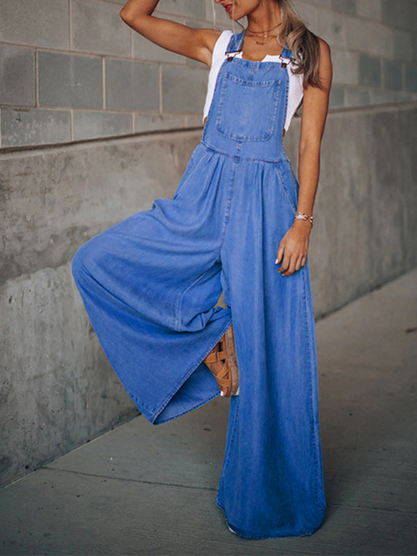 Stylish women's denim overalls