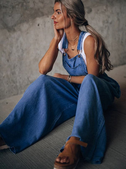 Stylish women's denim overalls