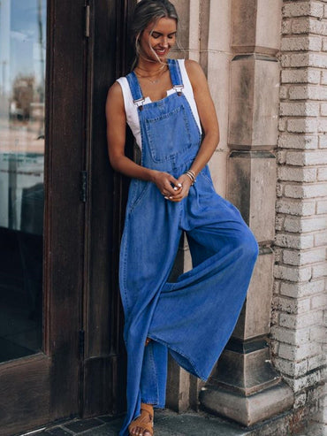 Stylish women's denim overalls