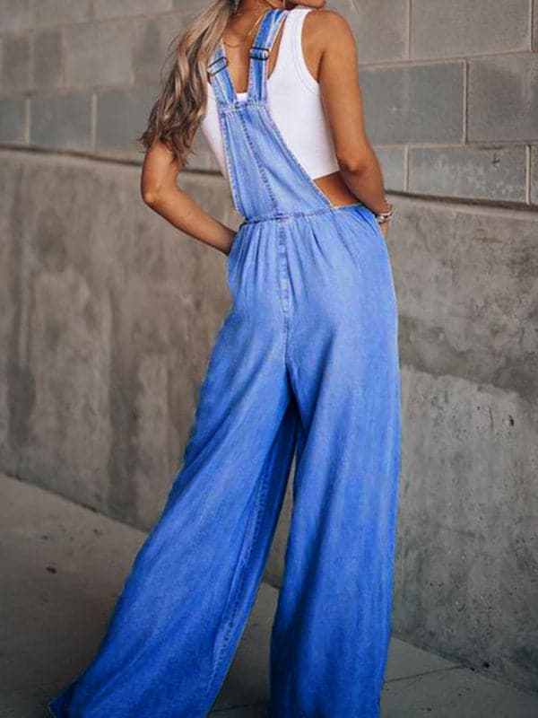 Stylish women's denim overalls