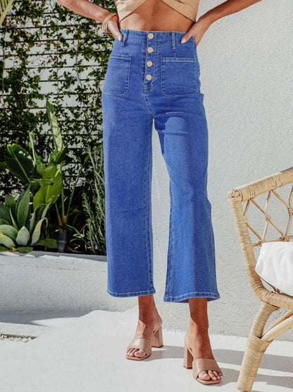 Chic retro wide-leg cropped jeans