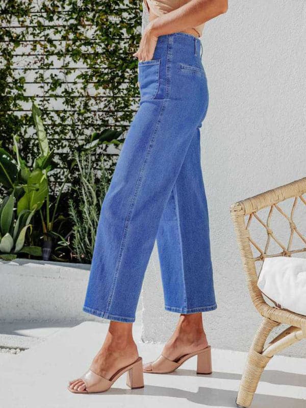 Chic retro wide-leg cropped jeans