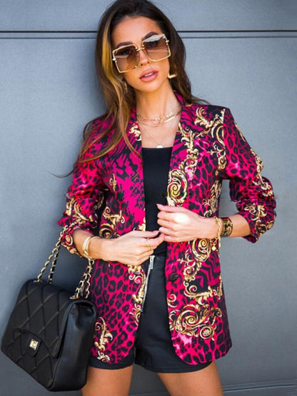 Long-Sleeved Lapel Digital Printing Suit Small Jacket Women's Clothing
