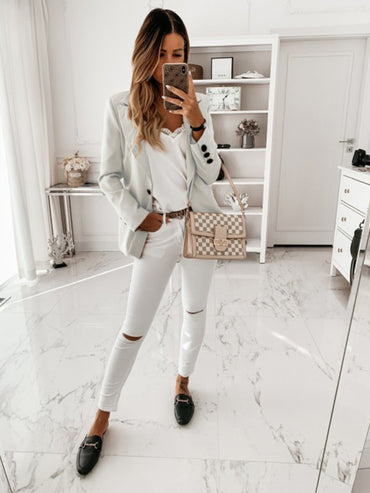 Long-Sleeved Suit Collar Button-Down Suit Jacket for Women