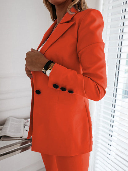 Long-Sleeved Suit Collar Button-Down Suit Jacket for Women