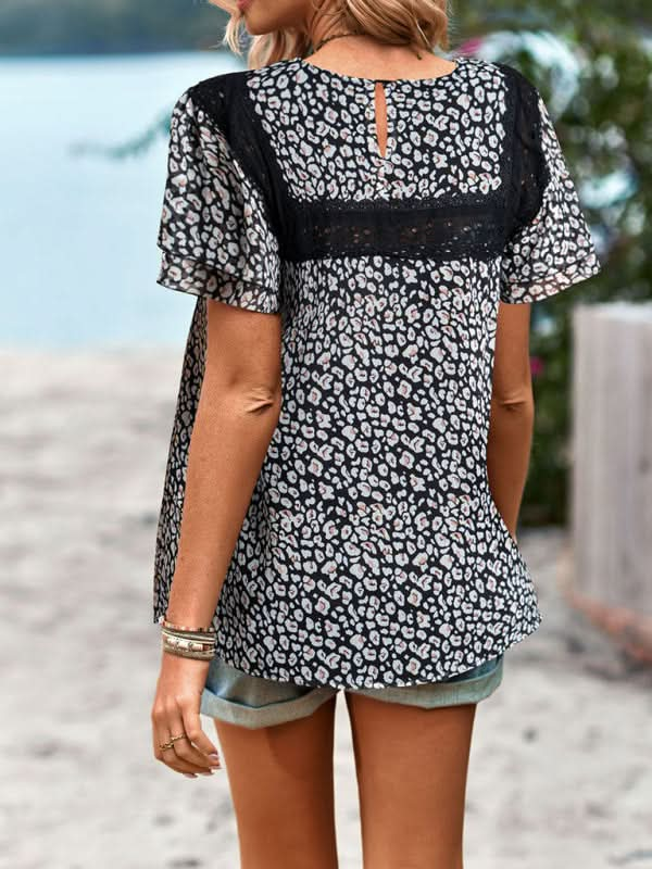 Elegant floral short sleeve top