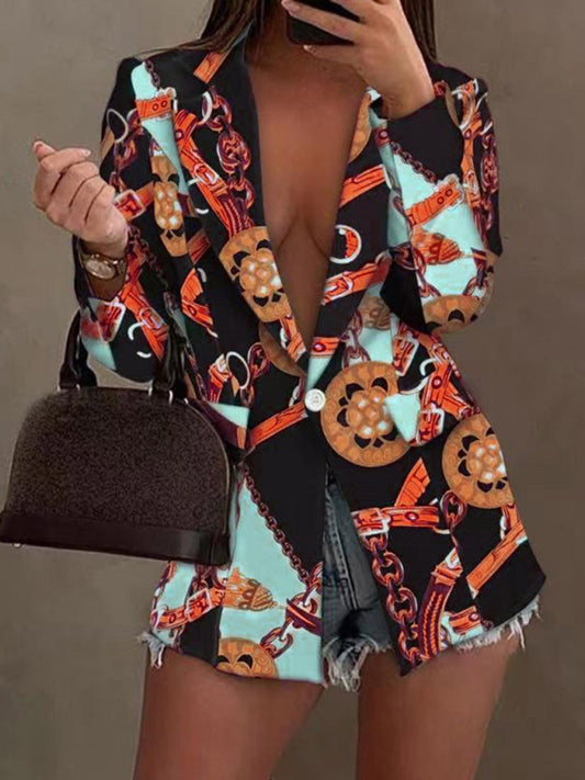 Long-Sleeved Fashion Sexy Printed Small Suit Jacket For Women