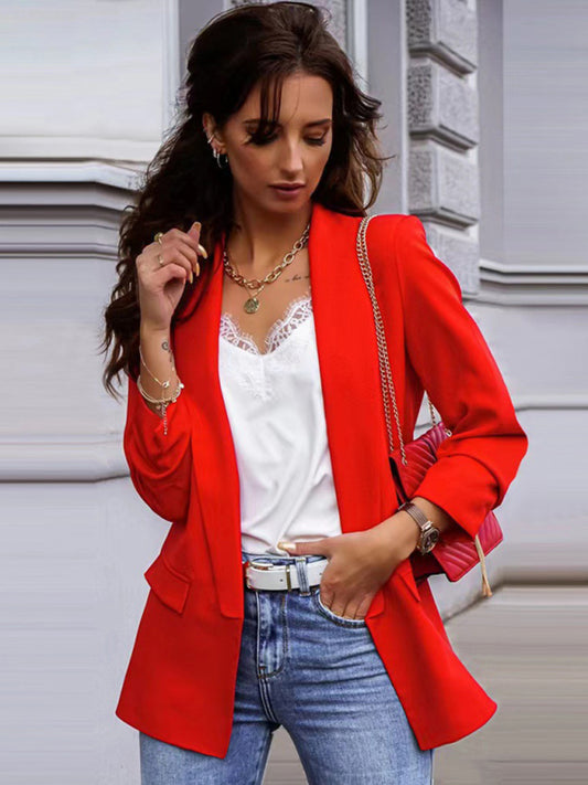 OL Temperament Professional Slim Suit Collar Top Blazer