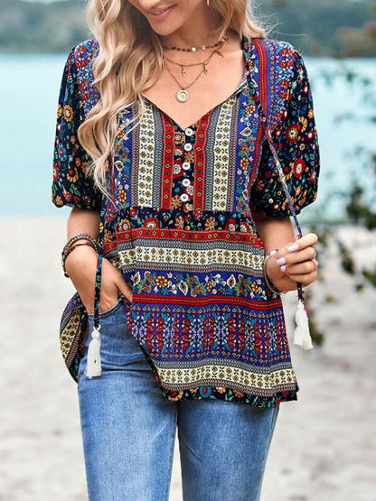 Boho Print Women's Blouse, Lightweight