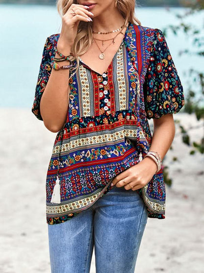 Boho Print Women's Blouse, Lightweight