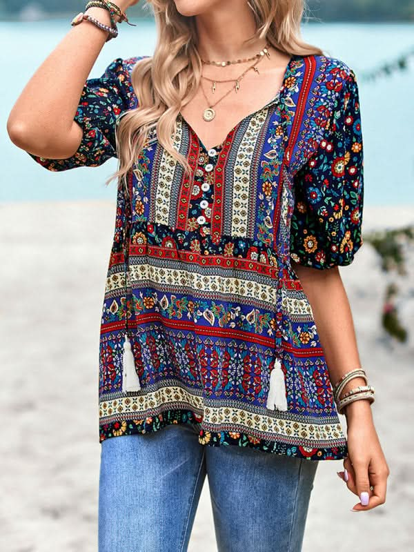 Boho Print Women's Blouse, Lightweight