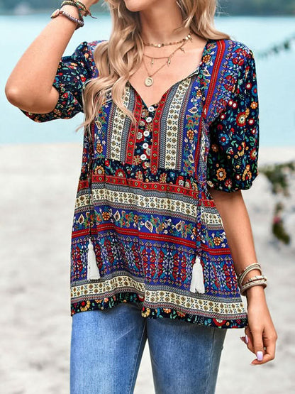 Boho Print Women's Blouse, Lightweight