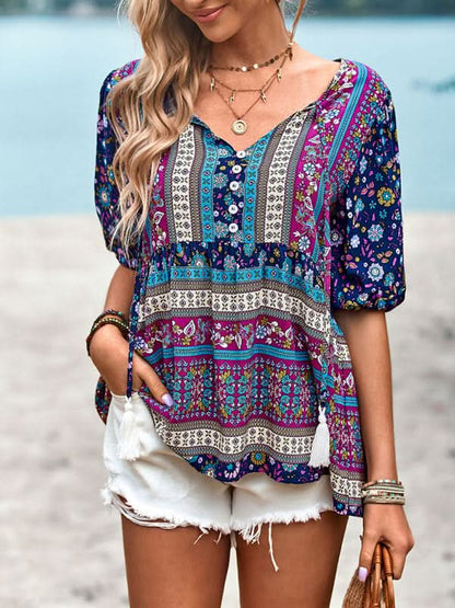 Boho Print Women's Blouse, Lightweight