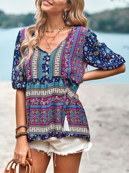 Boho Print Women's Blouse, Lightweight