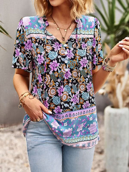 Boho Floral Summer Shirt for Women