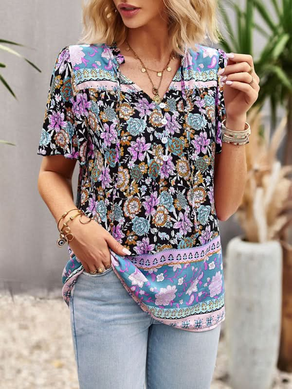 Boho Floral Summer Shirt for Women