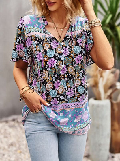 Boho Floral Summer Shirt for Women