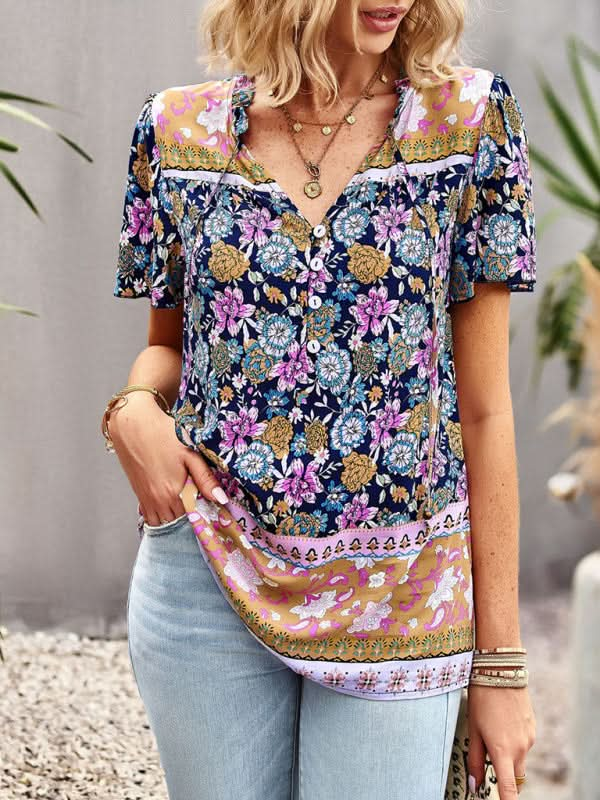 Boho Floral Summer Shirt for Women