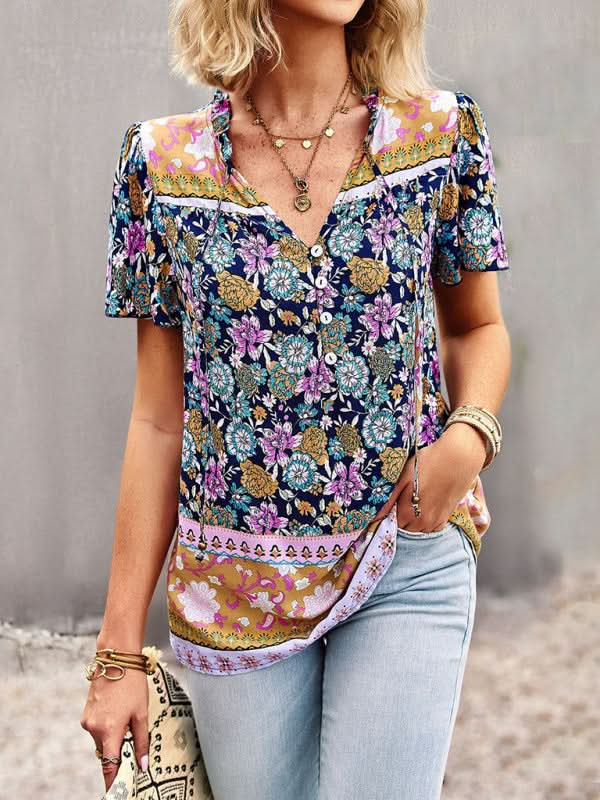 Boho Floral Summer Shirt for Women