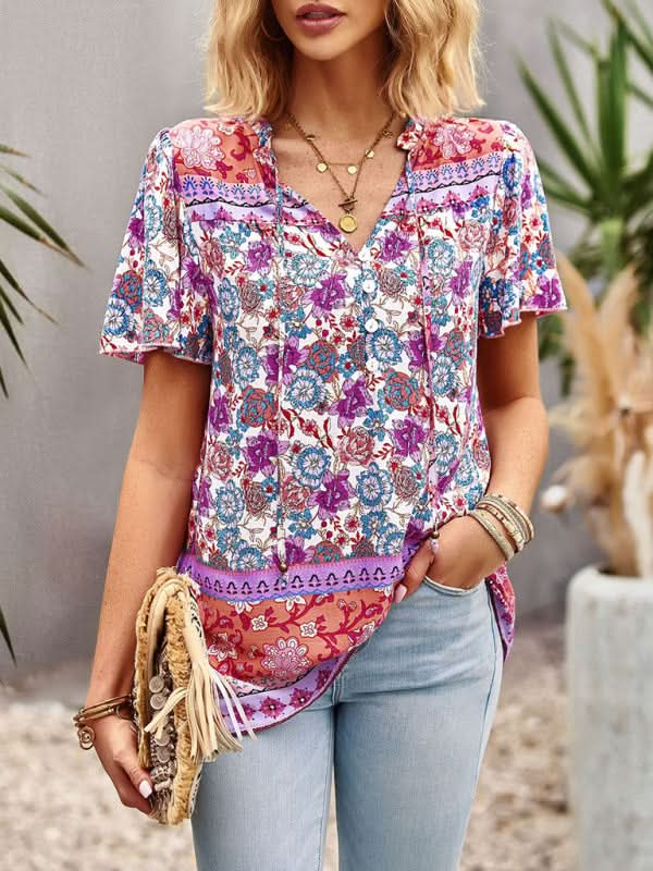 Boho Floral Summer Shirt for Women