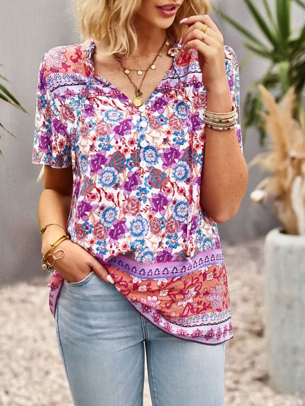 Boho Floral Summer Shirt for Women