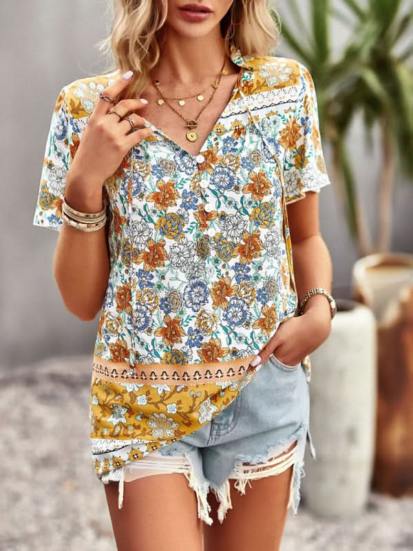 Boho Floral Summer Shirt for Women