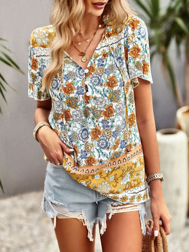 Boho Floral Summer Shirt for Women