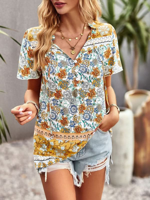 Boho Floral Summer Shirt for Women