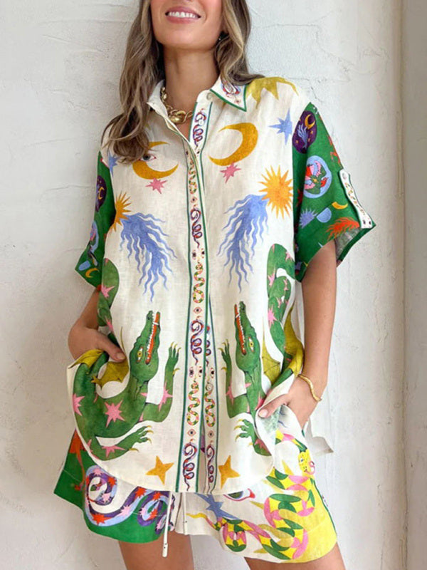 New Printed Fashion Pajamas Homewear Casual Sets for Women