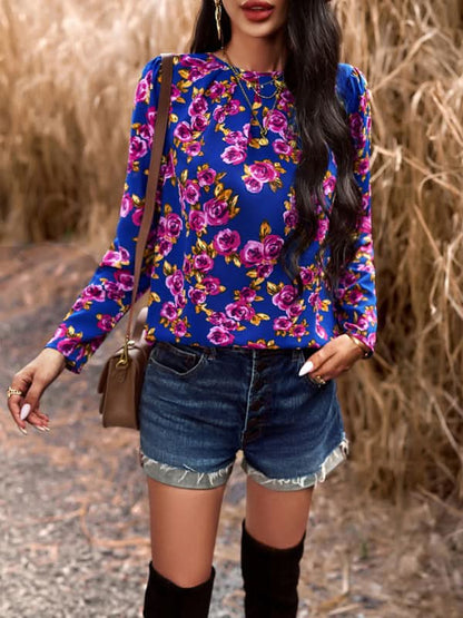 Women's Casual Floral Print Blouse Top