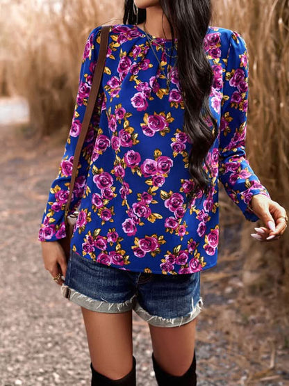 Women's Casual Floral Print Blouse Top