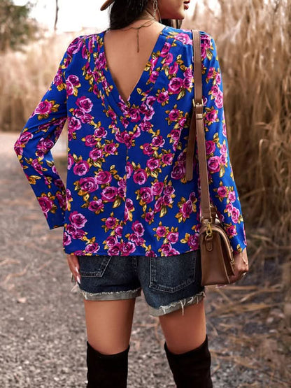 Women's Casual Floral Print Blouse Top